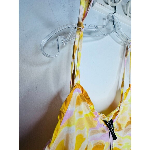 Title: JOA Tie Strap Cotton Minidress in Parfait Pink AOP JOLLY - New with Tags - Picture 7 of 8